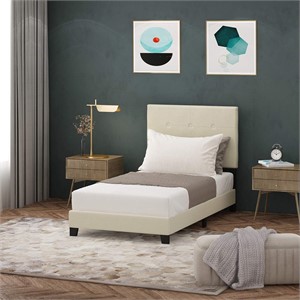 Twin Size Button Tufted Upholstered Platform Bed