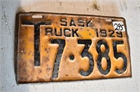 1929 Sask Truck Lic. Plate