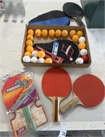 Lot of Ping Pong Paddles & Accessories