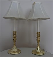 2pc Brass Table Top Lamps - Works
