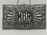 Vintage Rhodium Plated Marcasite Initial Brooch
