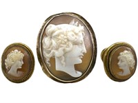 Victorian Sterling & Vermeil Cameo Pieces