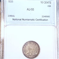 1835 Capped Bust Dime NNC - AU55