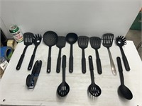 Plastic cooking utensils and can opener
