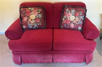 Jaclyn Smith Red Love Seat Sofa w/ Pillows