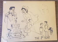 Interesting Drawing Wife Cutting Off Grooms Head