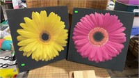 Canvas, flowers, yellow, and pink