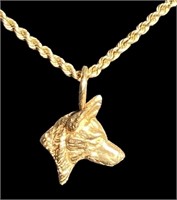 14Kt Gold German Shepherd Necklace