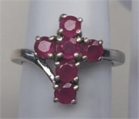 Sterling Silver Ruby Cross Ring
Size 5.5 and