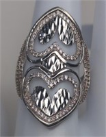 Unique Sterling Diamond Cut White Sapphire Heart