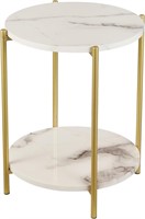 2 Tier Round Side Table, Marble End Tables