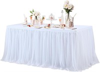 White Tablecloths Tulle Skirt for 6FT Tables