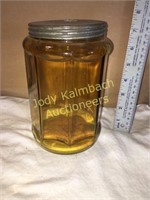 Retro Amber glass tobacco jar