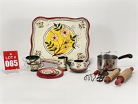 Vintage Ohio Art Lithograph Tea Set & Utensils