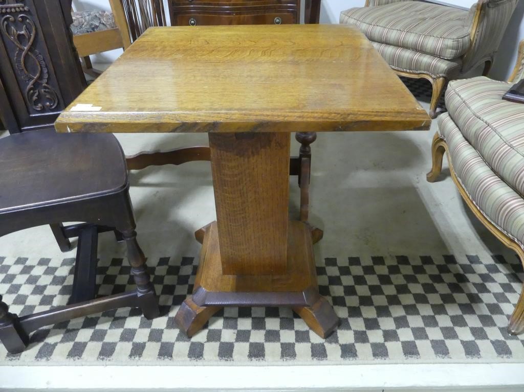 ANTIQUE OAK 22" SQUARE LAMP TABLE