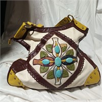 Ladies canvas stone handbag