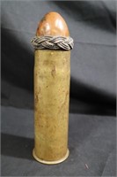 Trench art military shell with rope work