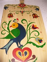 Vintage Painted Norwegian Folk Art Cutting Board
