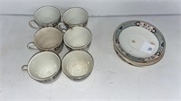 (6) saucers, (6) cups (1 handle broken)