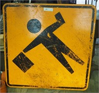 36" Flagger Ahead Construction Metal Road Sign