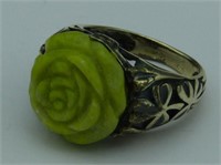 Sterling Silver Irish Ladies Ring with Carved Rose