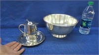 oneida silver plated bowl & syrup pitcher w/ tray