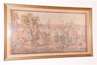 Nicely framed antique hand woven tapestry 42”x24"