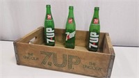 Vintage 7UP Crate and Bottles