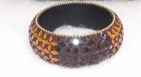 Black & Brown Mosaic Glass Bangle Bracelet