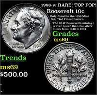 1996-w Roosevelt Dime RARE! TOP POP! 10c Grades ms