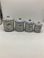 (4) Lou Stoneware Gaggle of Geese Canister Set