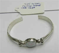 925 Silver Navajo Signed Opal Cuff