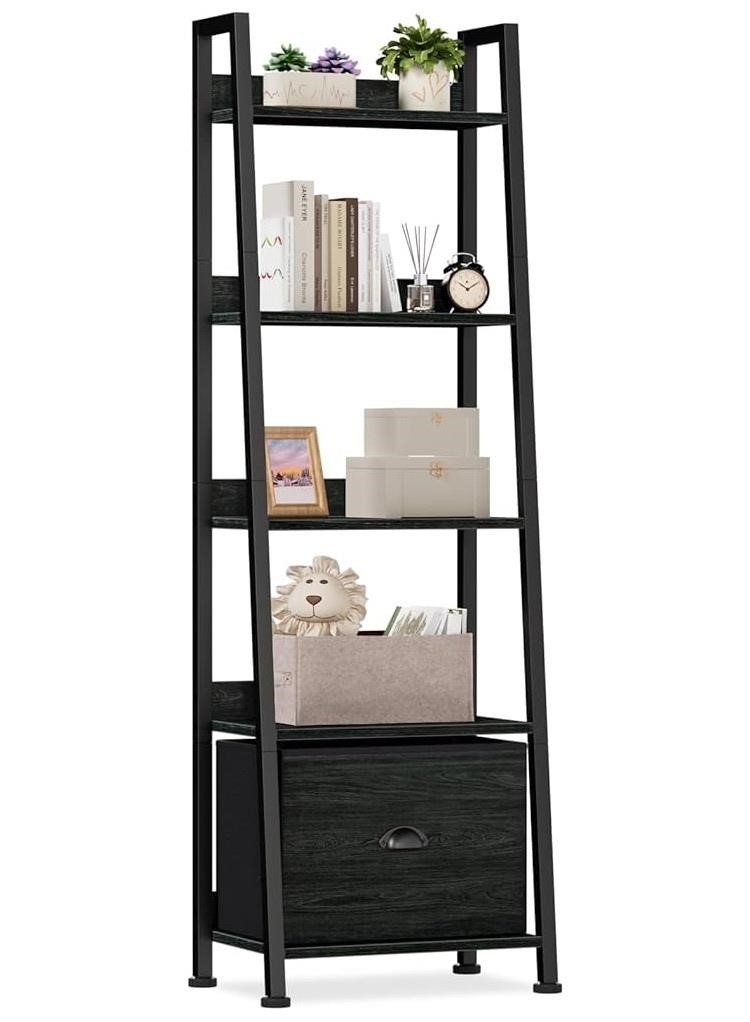 5 tier ladder shelf with drawer