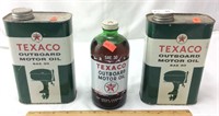 Vintage Texaco Outboard Motor Oil Bottle and Cans