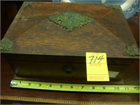 TOC Victorian box with brass decoration, 7” x