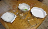 Measuring cups, baking dishes