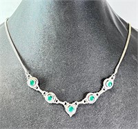 16" Sterling Green Onyx Necklace 14 Grams