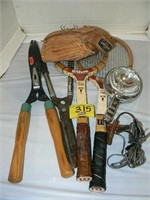 2 WILSON TENNIS RACQUETS, 2 HEDGE TRIMMERS,