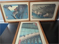Lot of 3 Framed  Japanese Prints