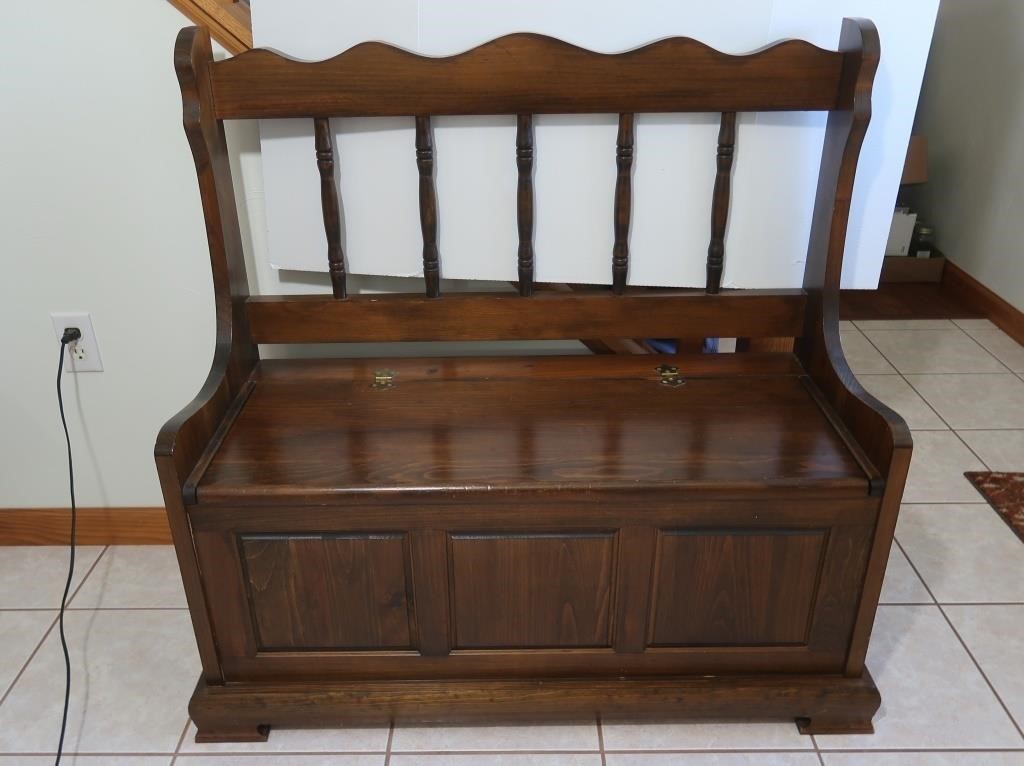 Hall Storage Bench w/Brass Accents