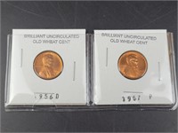 1956D & 1957P Uncirculated Wheat Cent