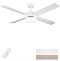 White CJOY Ceiling Fan with Light, 52 inches