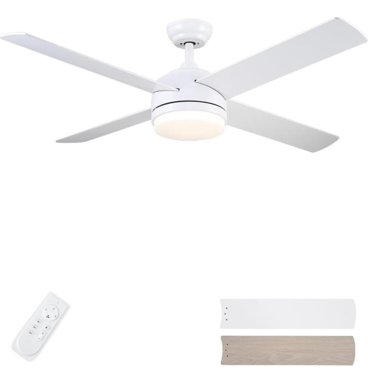 White CJOY Ceiling Fan with Light, 52 inches