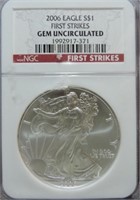 2006 silver Eagle  NGC .gem unc first strike