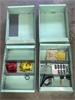 Metal drawers with contents