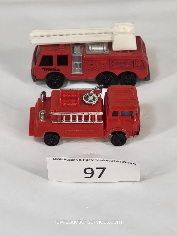 Pair of Metal & Plastic Fire Engines