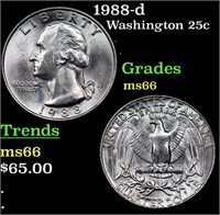 1988-d Washington Quarter 25c Grades GEM+ Unc