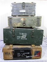 (4) Empty wooden military ammo crates.