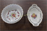 GERMAN FLORAL AND FRUIT DECORATED BOWLS