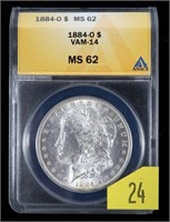 1884-O VAM-14 Morgan dollar ANACS slab certified